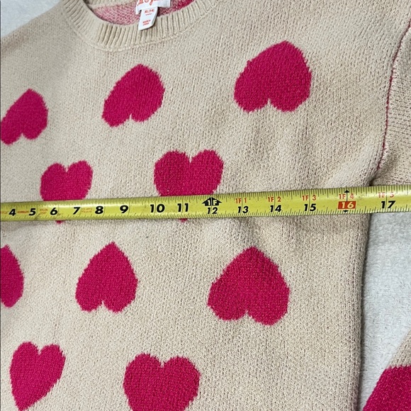 Cat & Jack Heart Pattern Sweater - Cream and Pink sx XL /14 - Picture 4 of 5